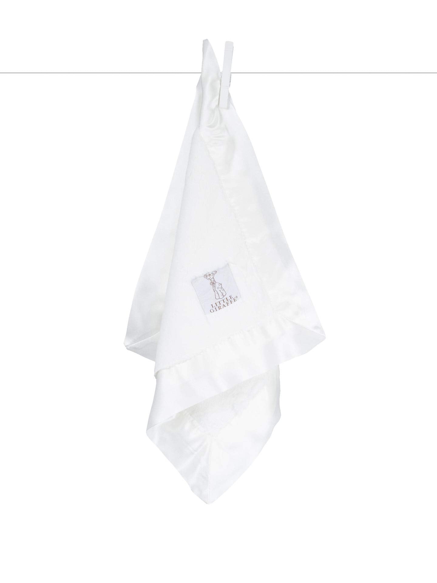 Little Giraffe Luxe Ultra-Plush Mini Blanky 17″×17″ – Baby Security Blanket & Lovey, Faux-Fur Plush with Satin Border, Newborn Infant Snuggle Blanket Gift - White