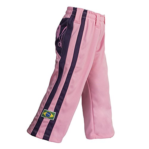 Image of JL Sport Authentic Brazilian Capoeira Martial Arts Pants - Girls /Children's (Pink with Berimbau Print Along The Backside)