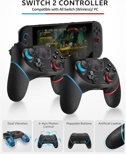 Pro Controllers Accessories Bundle for Nintendo Switch 2 18-in-1: Carrying Case, Screen Protector, Thumb Grip for Joycon, Dockable Console Protective Cover Shell, Steering Wheel, 2025 Switch2 Game Kit - 2