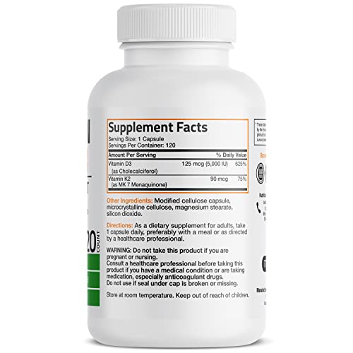 Bronson Vitamin K2 (Mk7) With D3 Supplement Omega-3 Fish + Krill Oil 1000 Mg #TOP3