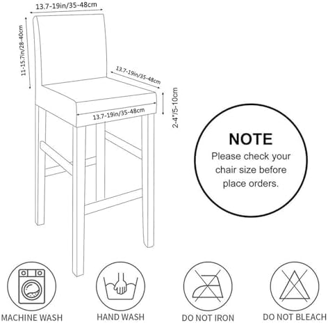 Stretch Barstool Covers - Removable & Washable Pub Chair Slipcovers for Counter Stools - 2 Pack Dining Chair Protector - Elastic Fit, Durable Fabric, Easy Care