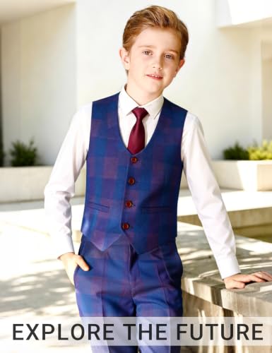 Boys Formal Suit Slim Fit Tuxedo Ring Bearer Outfit Royal Blue Size 10 - image 5
