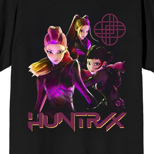 Kpop Demon Hunters Huntrix Stronger Together Adult Black Crew Neck Short Sleeve T-Shirt2