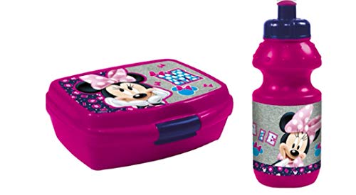 Preisvergleich Produktbild Minnie Maus Mouse Set BROTDOSE BROTZEITDOSE Lunchbox + TRINKFLASCHE Flasche + Sticker von kids4shop
