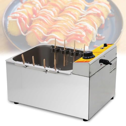 DOZPAL Máquina para freír palitos para Perritos Calientes con Queso de 12 litros, freidora para palitos para Perritos Calientes de 1900 W, máquina para Hacer bocadillos para Perros con maíz Profundo