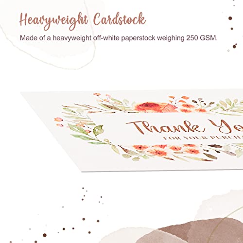 Danksagungskarten im Blumenmuster, 100er-Pack, 2 x 3,5 cm, Visitenkartengröße