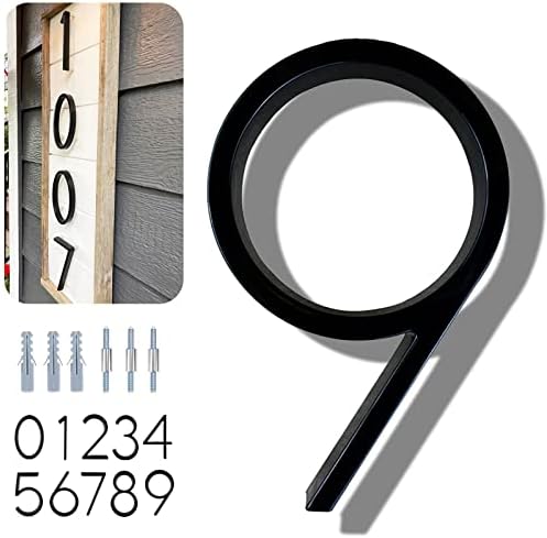 5 Inch Floating House Number for Outside - Maximum Rust Protection Modern House Numbers, Zinc Alloy Shadow Number with Nail Kit Decor for Outdoor Garden Door Mailbox Garage Gate, 911 Visibility Signage, Black (9)