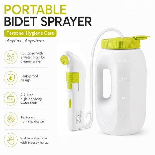 Portable Bidet for Travel – Electric High Pressure Rechargeable Bidet for Women & Men, 2.5L Bottle, 1600mAh Battery, 1300ML/min Strong Flow, Waterproof Personal Hygiene Sprayer for Travel & Home - image 6