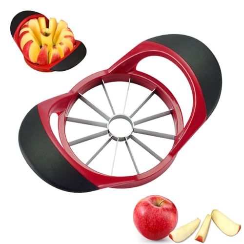 Apple Corer and Slicer Stainless Steel Fruit Cutter for Fruits, Vegetables Ergonomic Rubber Grip Handle with 12 Sharp Blades for Cutting Slicing Kitchen Tool