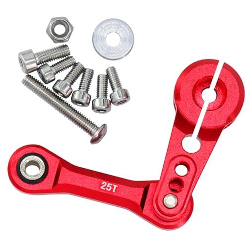 High Performance Aluminum Tie Rod & 25T Servo Horn Upgrade Parts for 1/8 Arrma Typhon, Kraton, Talion, Outcast, Notorious 6S BLX, 1/7 Limitless, Infraction, Mojave 6S BLX Fixed Link Steering (Red)