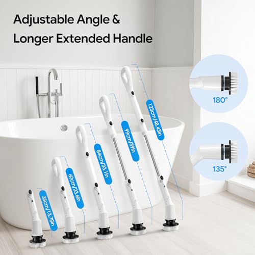 Sorpci Electric Spin Scrubber,2024 New Cordless Cleaning Brush,Shower Cleaning Brush with 7 Replaceable Brush Heads, Power Scrubber 3 Adjustable Speeds,Detachable Long Handle & IPX7 Waterproof