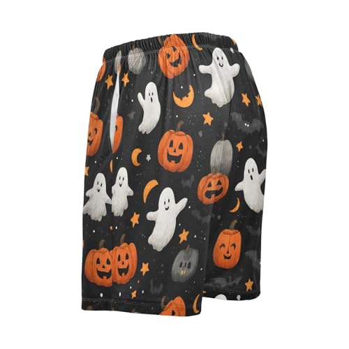 Pigsaly Halloween Flying Black Bat Men's Athletic Shorts Orange Black Animals Men's Pajama Bottoms Men's Hiking Shorts XXL3