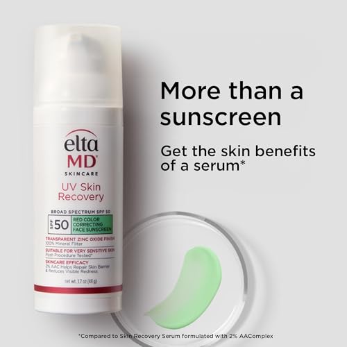 image for EltaMD UV Skin Recovery Green Tint 100% Mineral Sunscreen, SPF 50, Red
