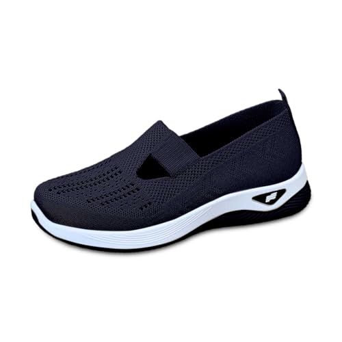 Orthowalk Womens Shoes Woven Arch Support Slip-On Sneakers Breathable Soft Indoor Outdoor Casual Walking Anti-Skid Sport Shoe