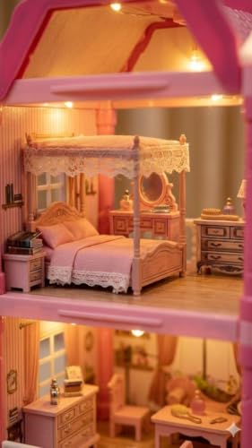 Image of HIGHTOYSWORLD Doll House 11 Storey Miniature Toy Building | 4 Dolls Included, Ages 6 and Above, 120 Min Assembly (11 Room)