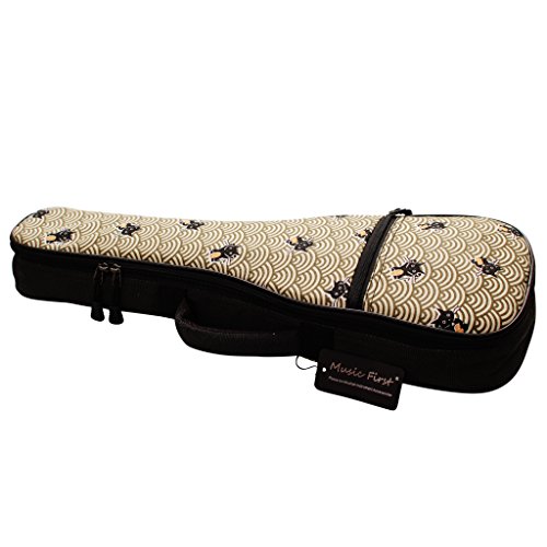 Music First Canvas Vintage Style"Fortune Cats (Maneki Neko)" Ukulele Case Ukulele Bag Ukulele Gig Bag (23~24 Inch Concert, Fortune Cats) #TOP5