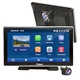 Elebest CarPlay 1090 – Kabelloses 9 Zoll Navigationssystem mit Android-Auto, Front- & Rückfahrkamera, HD-Display, GPS, Touchscreen, Dashcam, Bluetooth & Sprachsteuerung – Universell für Auto