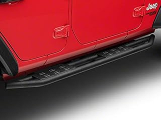 RED ROCK 4x4 Side Armor in Textured Black with Step Pads Fits Jeep Wrangler JL 4 Door 2018-2020