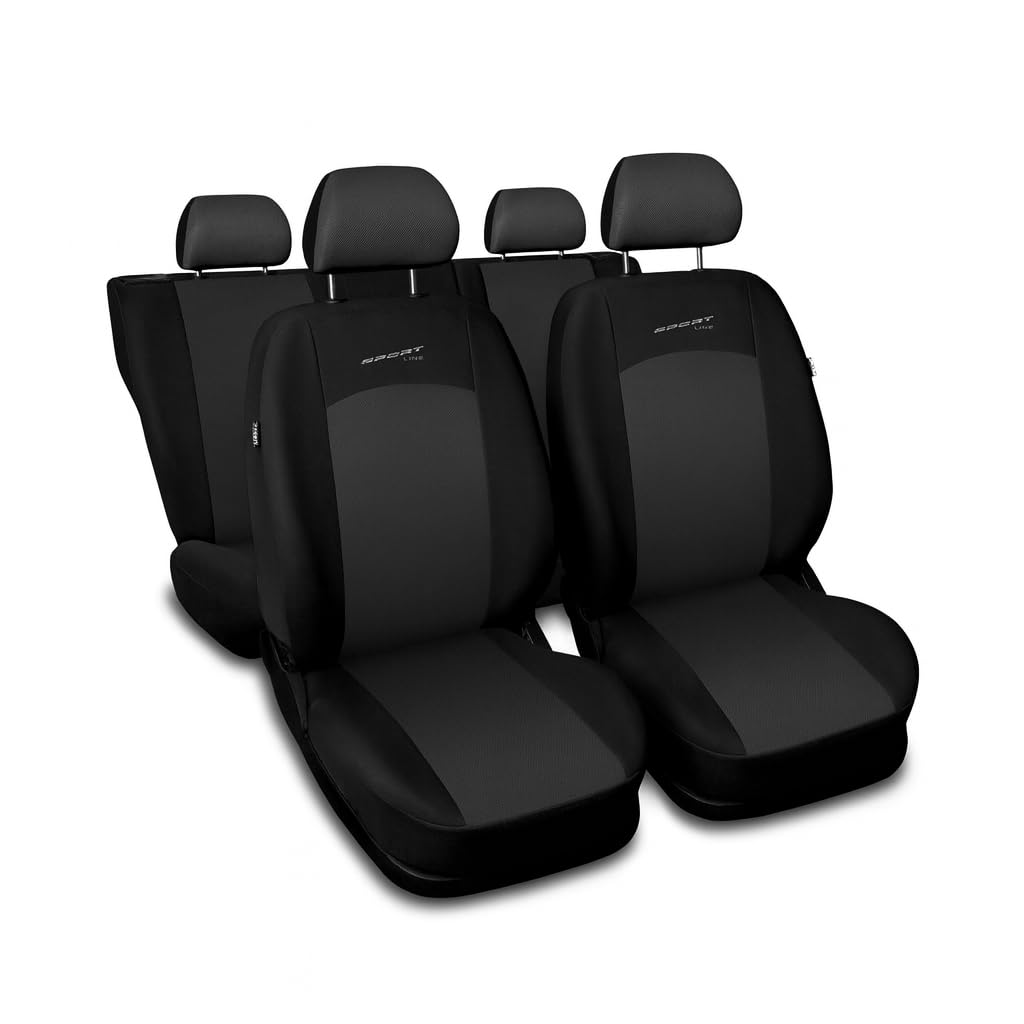 3er Set Autositzbezüge PKW universal | Auto Sitzbezüge Polyester Grau für Airbag geeignet | für Vordersitze und Rückbank | 1+1 Autositze vorne und 1 Sitzbank hinten teilbar 2 Reißverschlüsse