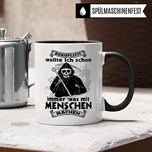 Pagma Druck Black Humour Sarcasm Evil Coffee Mug Funny Saying "I always wanted to do something with people" Funny Grim Reaper Coffee Mug - Image 2