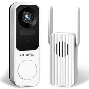 LaView Doorbell Camera Wireless, 2K 3MP HD WiFi Video Doorbell with Chime, Battery Powered Weatherproof Door Security Camera, Human Detection Night Vision, Two-Way Audio, USA Cloud Server
