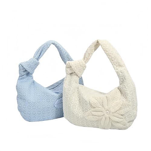 Cottagecore Shoulder Purse for Women Lace Floral Embroidered Handbags Fairycore Aesthetic Fabric Purses4