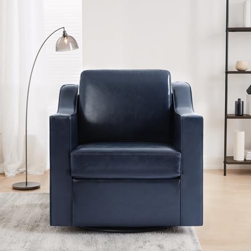 UIXE Faux Leather Swivel Accent Chairs Set of 4, Modern Armchair, Navy — view 2