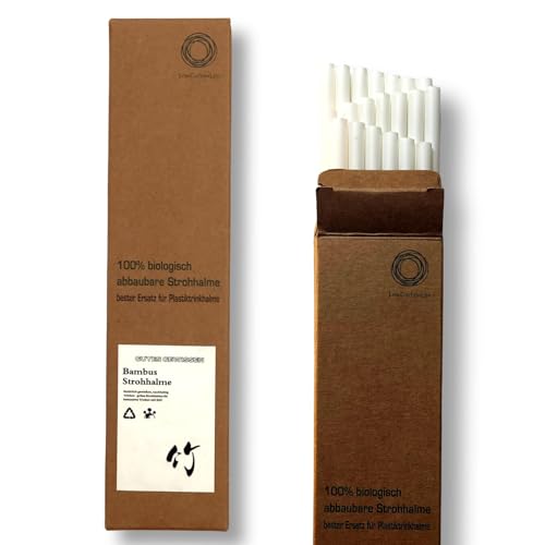 Lot de 20 pailles en fibre de bambou – Sans plastique, 100 % biodégradables | Pas de trempage | Alternative écologique aux pailles en plastique et en papier | Convient pour les boissons chaudes et
