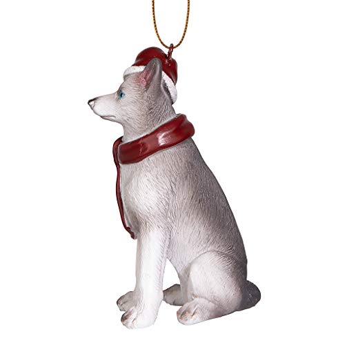 Design Toscano Siberian Husky Holiday Dog Christmas Tree Ornament Xmas Decorations, 3 Inch, Full Color #TOP3