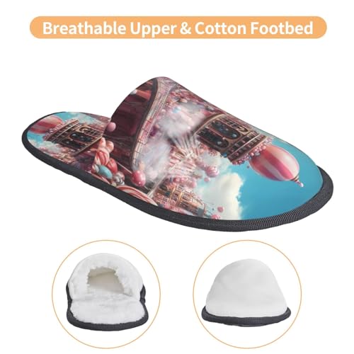 fairy tale world with delicious candy 2 Pattern Women's Fuzzy Slippers Comfy Non Slip for Women Mom Girlfriend Indoor Outdoor4