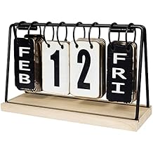 Wooden Desk Calendar 2025 2026 Standing Flip, Vintage Perpetual Flip Calendar with Large Display, Daily Desktop Calendar Rustic Farmhouse Desk Accessories for Home Office Decor, Foldable,Reusable Yearly