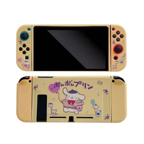 ENFILY Cute Pompom Purin Case Compatible with Nintendo Switch, Dockable Case Cover, Ergonomic Soft T