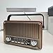 Retro AM/FM Radio with Bluetooth Speaker and TF/USB Playback Function, Vintage Design Radio with Large Tuning Dial, Long Battery Life