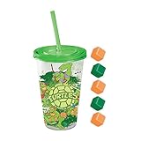 Silver Buffalo NT43087Q Nickelodeon TMNT Mutated 1984 Cold Cup with Square Ice Cubes Lid & Straw, 16...