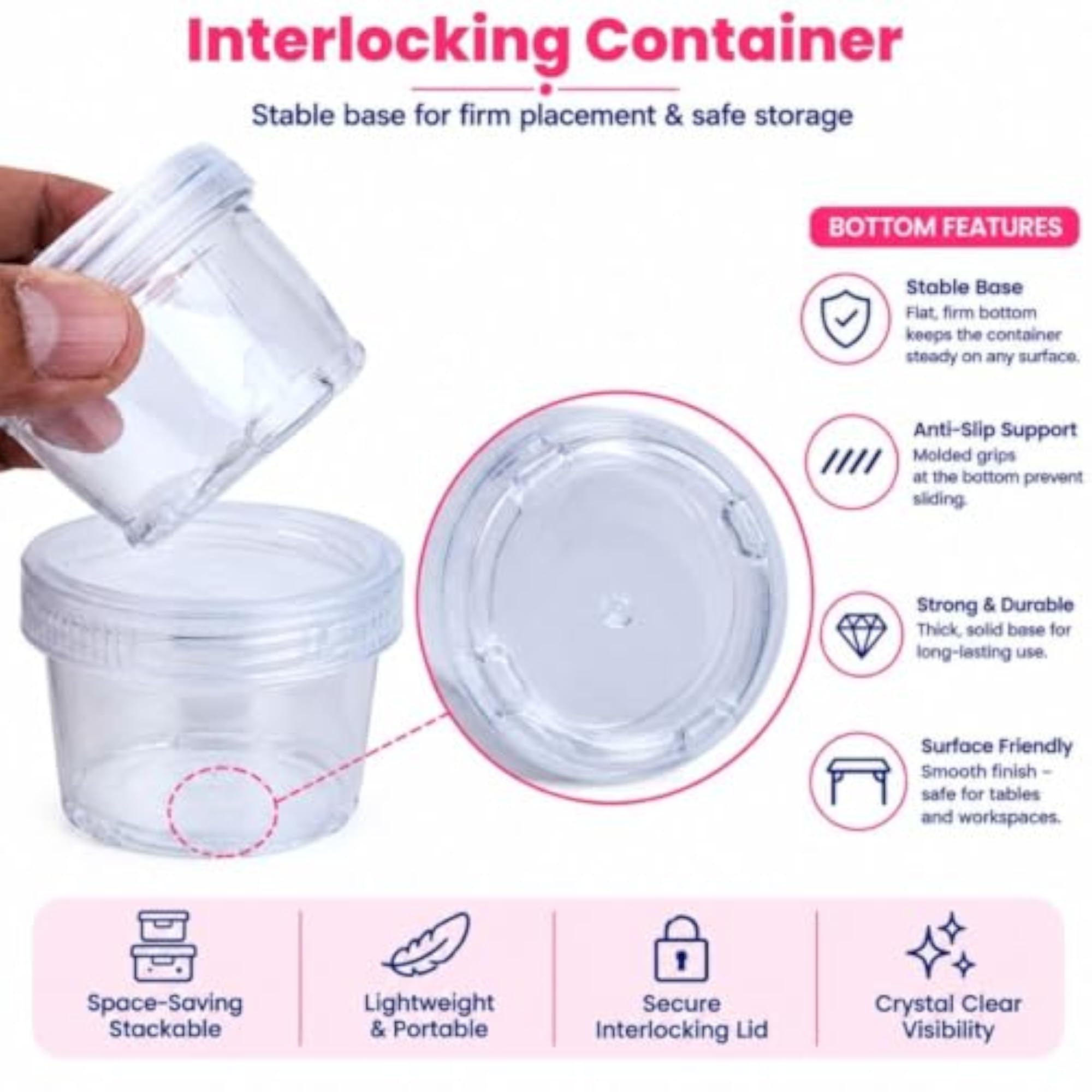 Stackable Clear Containers Set of 3, Jewelry Findings Organizer