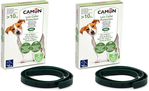 CAMON | Collare Protettivo per Cane (10kg) con Olio di Neem, 60cm, Protezione Naturale fino a 2 Mesi (Confezione da 2)