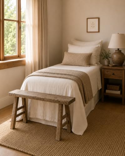 Image of Approx. 3-3.5ft. Long Vintage Noodle Bench Weathered Natural (Size & Finish Vary)