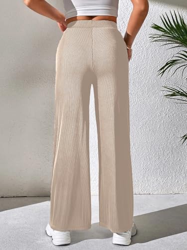 Image of Preneum Women High Waist Korean Wide Leg Trousers, Loose Fit Casual Lounge Pants, Travel, Office & Streetwear Comfortable Stylish Bottom Wear (Available Plus Size)