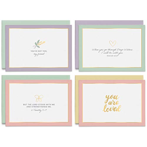 24 Pack Greeting Note Cards Christian Faith and Scripture, Assorted- Bible Verses, Praying for You, Sympathy, You Are Loved, Friendship, Encouragement- 4.75 x 3.25 inches, Colorful Envelopes Included