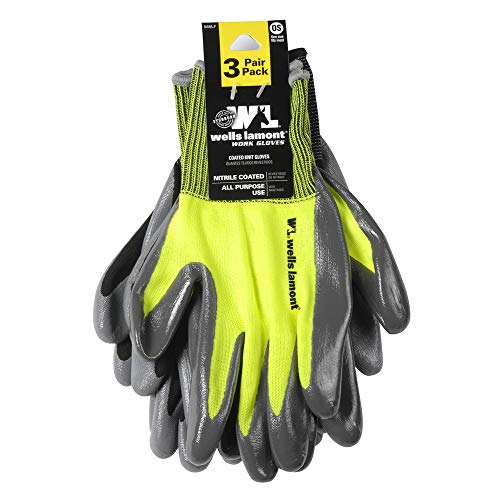 Wells Lamont 3 Pair Pack Men's Nitrile Coated Grip Work Gloves, Medium (546Mf) , Black #TOP2