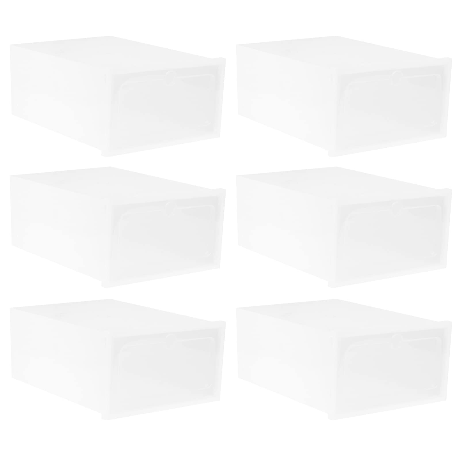 Alipis Boîte à Chaussures 6 Pièces Grosse Taille en Pp Blanc, Empilable