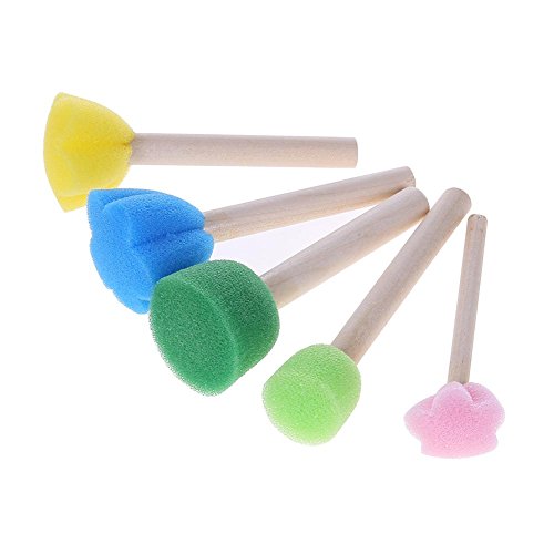 Ruwado 10 Pcs Foam Sponge Brush With Wooden Handle Round Flower Multi Size Painting Tools For Kids Children Diy Acrylic Watercolor Varnishes Art Craft Painting #TOP20