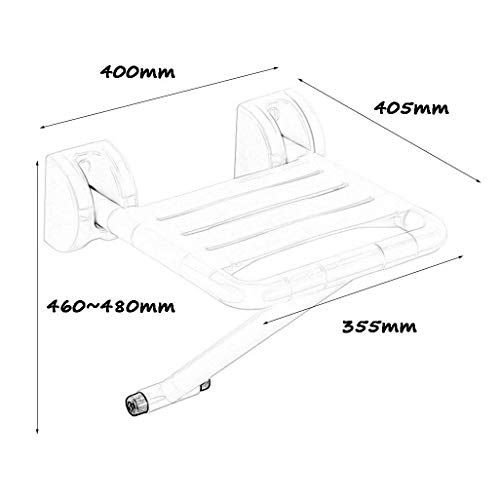 Tabouret mural pliable avec pied - Siège de douche blanc robuste pour senior