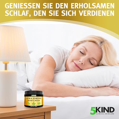 5kind Extra Starke Hanfcreme 200ml - Hochkonzentriertes Hanföl und Arnika-Creme - zur Massage von Gelenken & Muskeln, unterem Rücken, Knien, Nacken & Schultern - Reich an natürlichen Extrakten