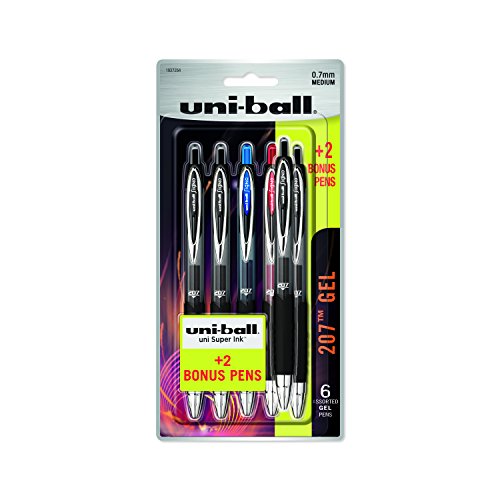Uniball Signo 207 Gel Pen 6 Pack, 0.7mm Medium Assorted Pens, Gel Ink Pens | Office Supplies Sold by Uniball are Pens, Ballpoint Pen, Colored Pens, Gel Pens, Fine Point, Smooth Writing Pens