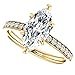 JEWELERYYA 10K Solid Yellow Gold Handmade Engagement Rings 1CT-3CT Marquise Cut Moissanite Diamond Solitaire Wedding/Bridal Rings Set for Women/Her Propose Rings (Main Stone : 1.50 Carat)