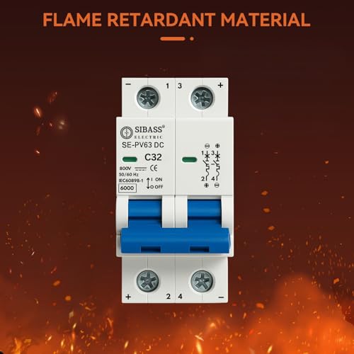 Image of Solar DC MCB 2 Pole Miniature Circuit Breaker - PV Disconnect Breaker /DC Circuit Breaker for Solar Panels, PV Inverters, Solar Breaker Box & Solar Disconnect Switch Applications (63A 500V)