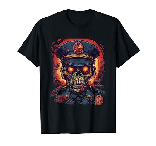 Disfraz de policía zombi para Halloween, oficial de la ley, policía para hombres Camiseta