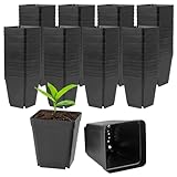 KOHAND 120 Pieces 2.7 Inch Plastic Square Nursery Pot, Transplant Planting Pots Greenhouse Supplies, Durable Plastic Flower Pots for Seedlings Black