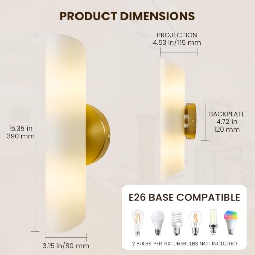 FLIOPIO Wall Sconces Set of 2, Modern Wall Lights for Bathroom and Bedroom by FLIOPIO - Used condition - Image 3